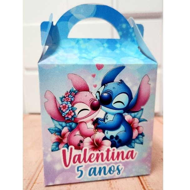 Caixa Maletinha Surpresa Personalizada Stitch e Angel Lembrancinha festa infantil lilo Stitch
