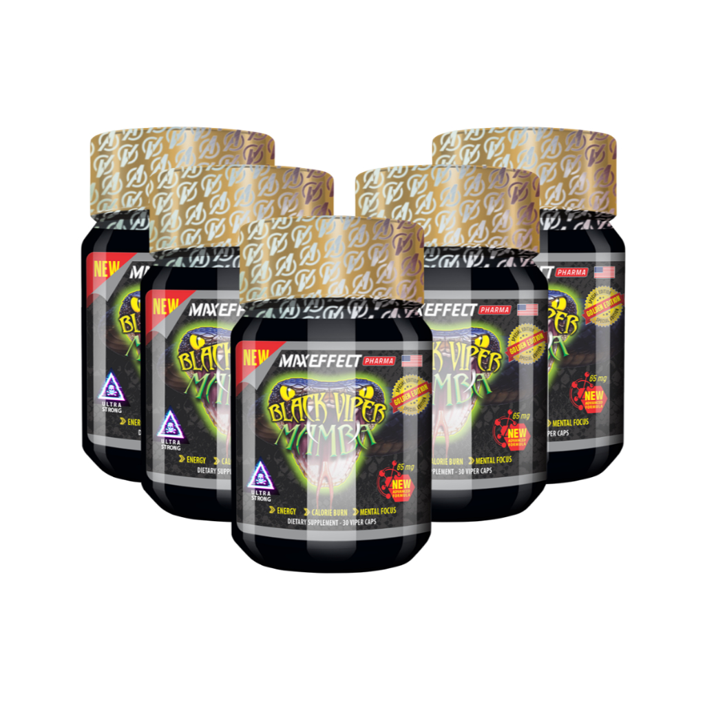 Kit 5 Termogênico Black Viper Mamba MaxEffect Pharma 30 Caps