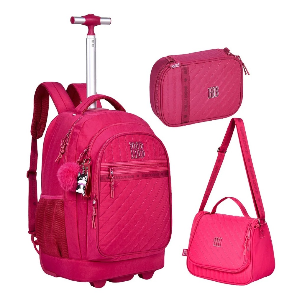 Kit Mochila Rodinha Crinkle Matelassê Rebecca Bonbon