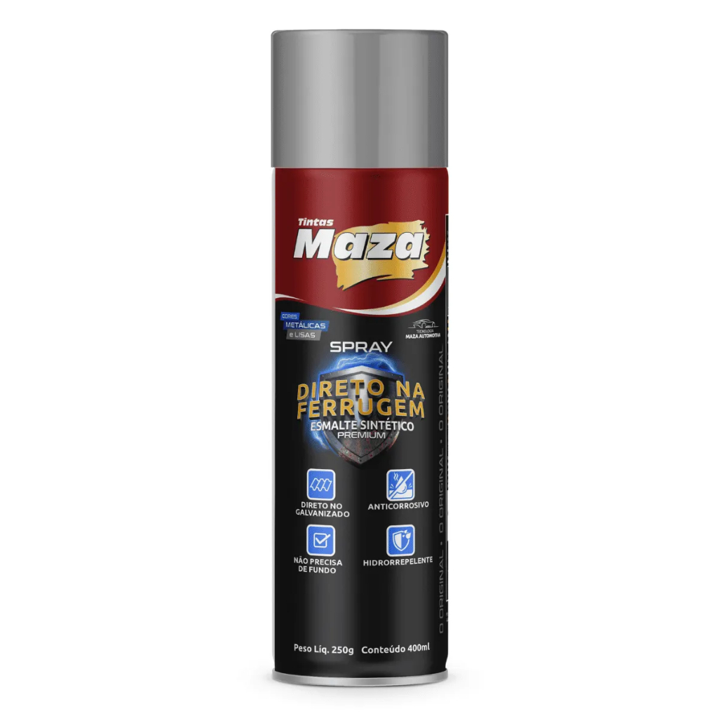 Spray Tinta Para Portão Enferrujado Ferro Esmalte Sintético Direto na Ferrugem 250g/400ml Maza