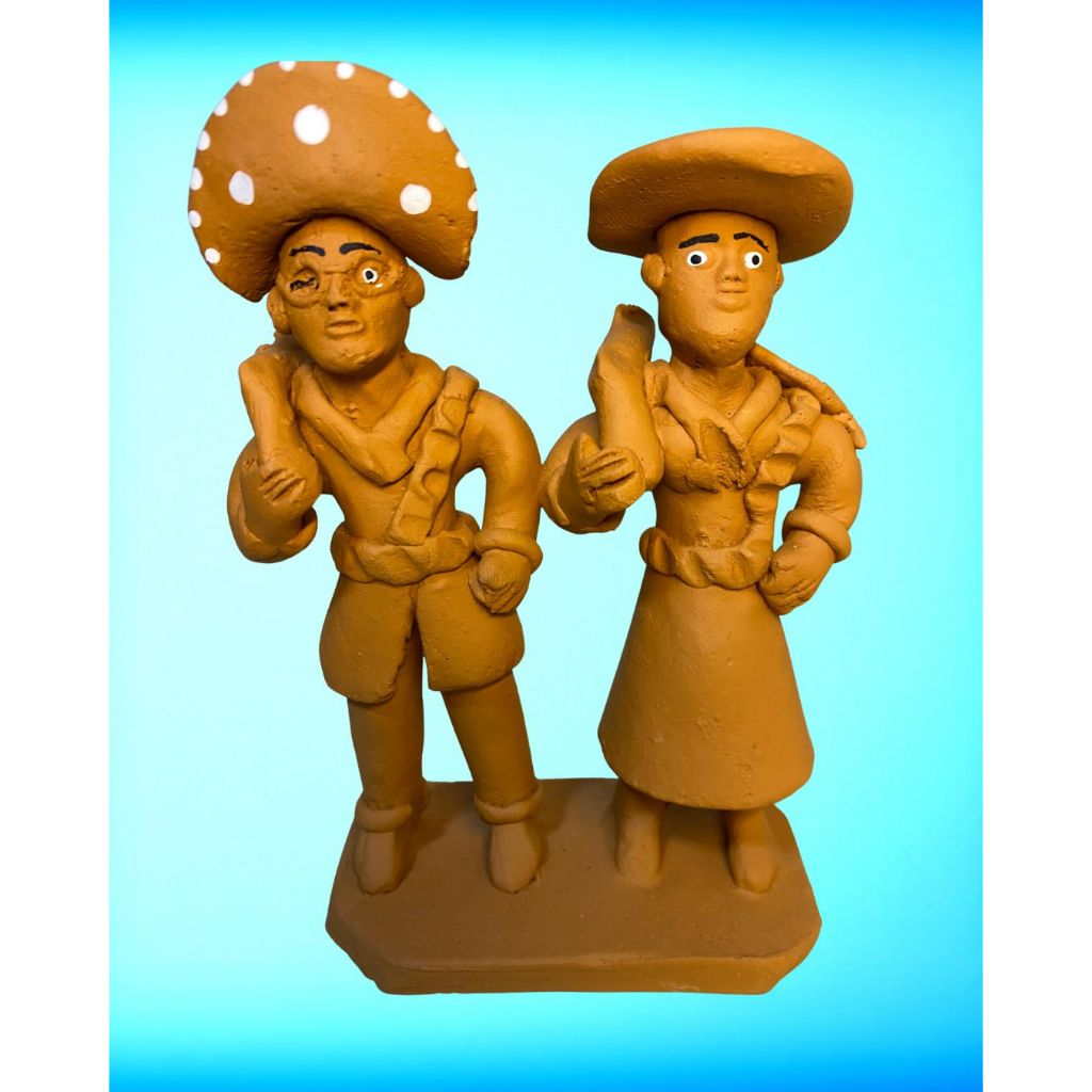 Escultura Barro Natural | LAMPIÃO E MARIA BONITA | Artesanato Pinte você mesmo | (COMPRE NO ATACADO)