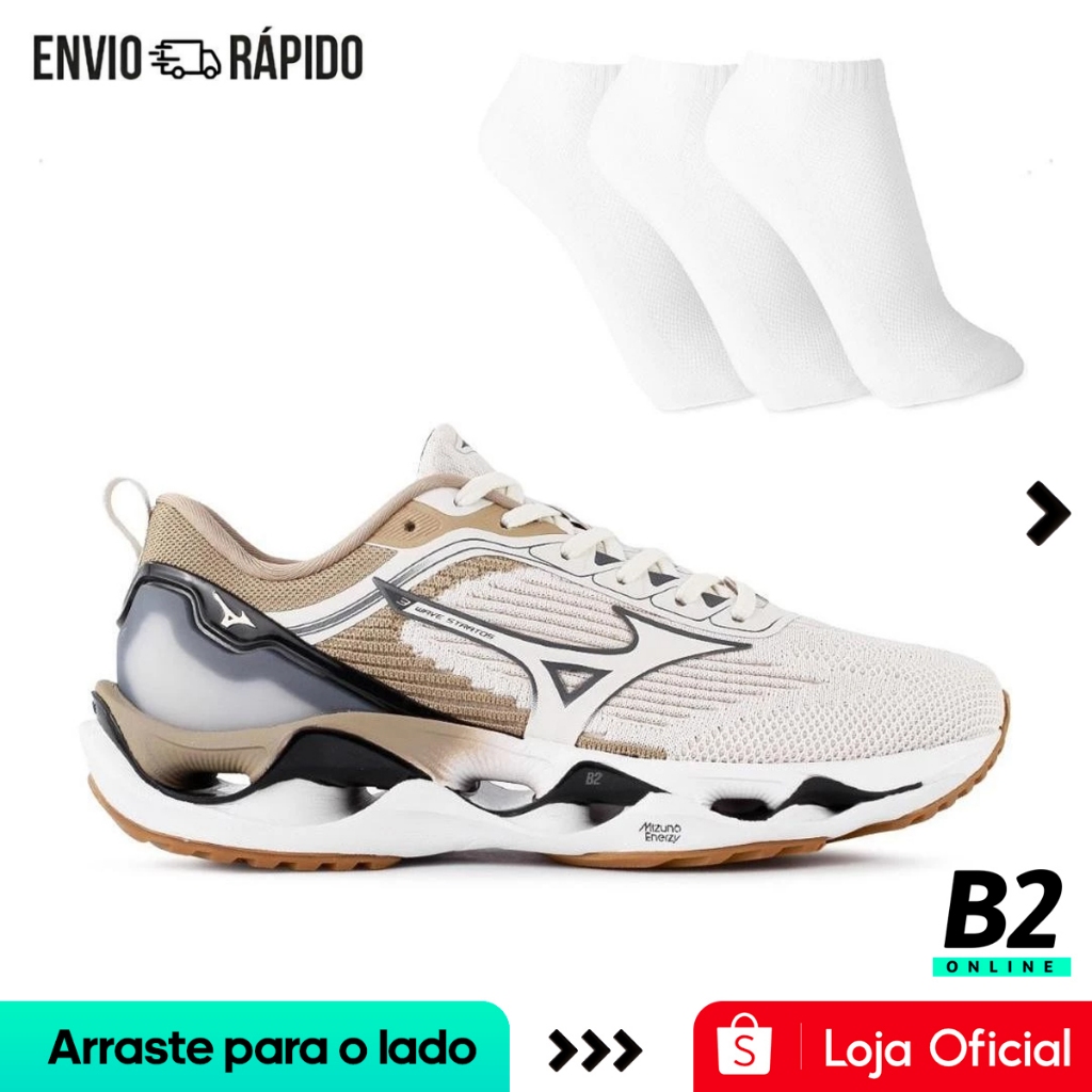 Tênis Mizuno Wave Stratos 3 Masculino + 3 Pares de Meias Original Com Nota Fiscal e Garantia