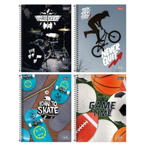 Kit com 4 Cadernos de 1 Matéria Capa Dura Vibe 80 Folhas Capas Sortidas - Tilibra em Oferta na Shopee