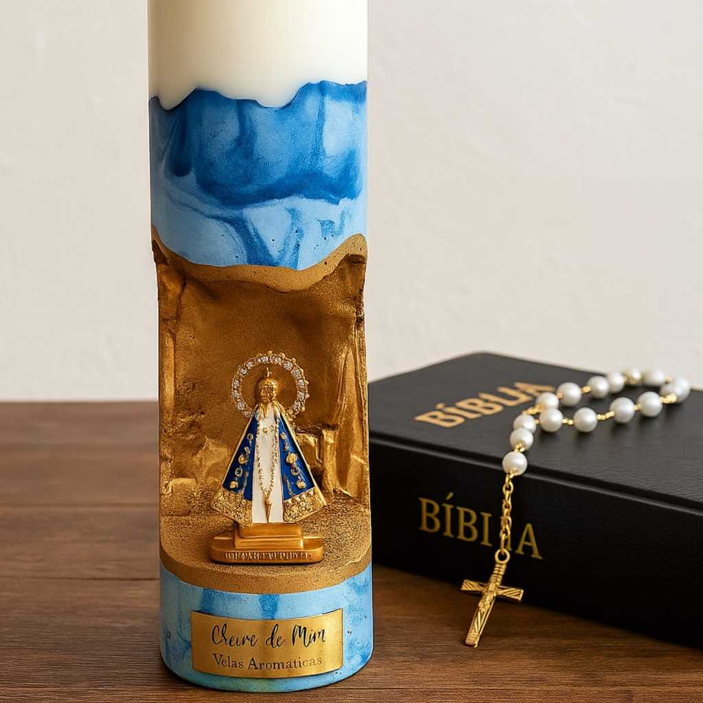 Vela Nossa Senhora Aparecida Católica Perfumada Aromática Altar Presente Natal Aniversário Casamento