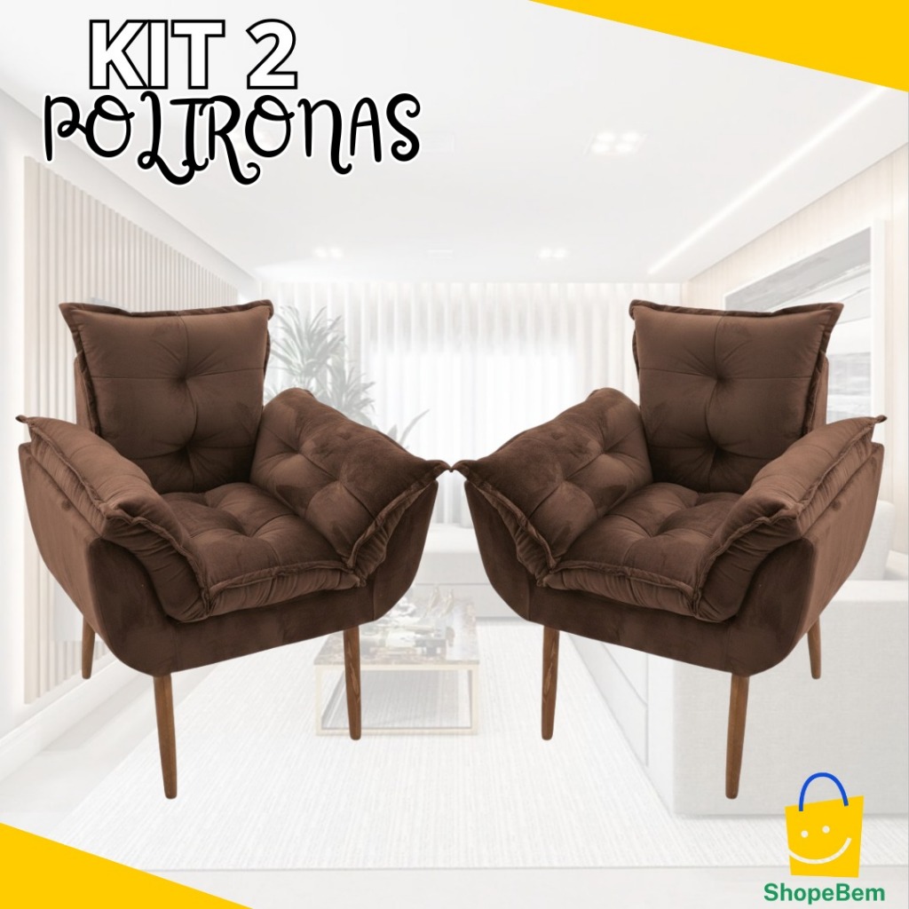 Kit 2 Poltronas Opala - Elegância e Conforto para Sua Casa em Oferta na Shopee
