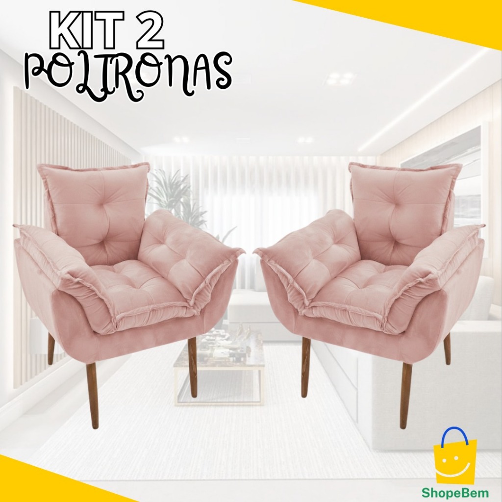 Kit 2 Poltronas Opala - Qualidade e Estilo para Seu Ambiente em Oferta na Shopee