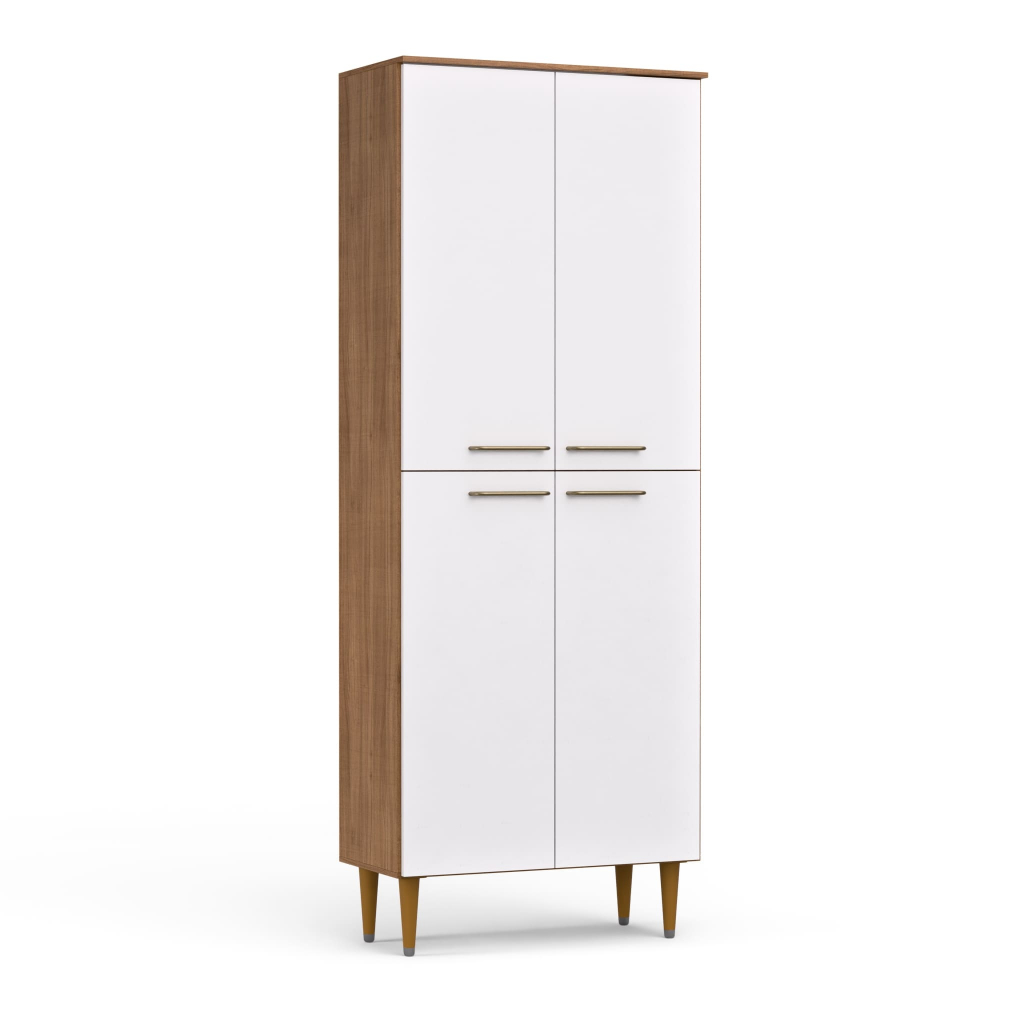 Detalhes do Kit Cozinha Antonella com Aéreo + Balcão 2 Gavetas + Paneleiro 186cm Branco/Carvalho