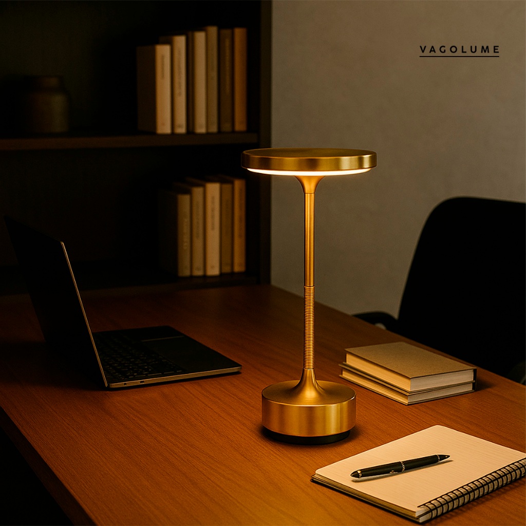 Luminária De Mesa Abajur Cabeceira Escrivaninha LED 3 em 1 Recarregável Tipo C Sem Fio Dimerizável