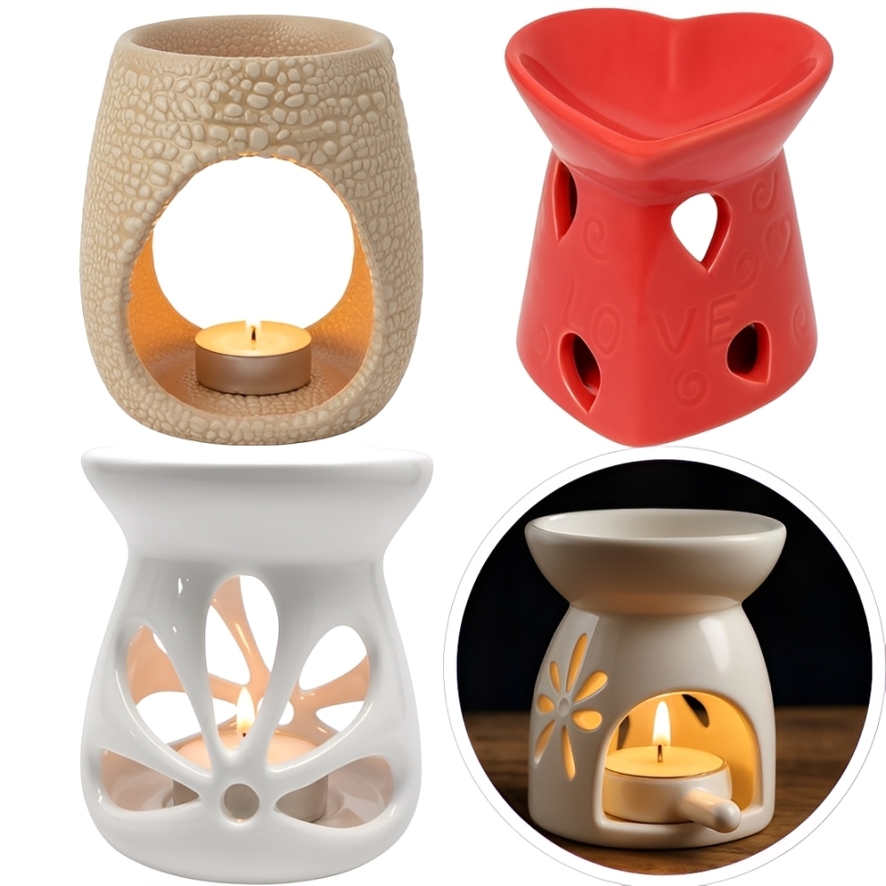 Porta Vela Castiçal de Cerâmica Rechaud Difusor De Aromas Aromatizador De Ambiente