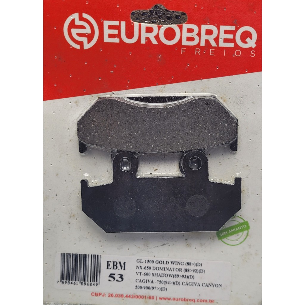 Pastilha de Freio Eurobreq EBM-53 – GL 1500 Gold Wing / NX 650 Dominator / VT 600 Shadow / Cagiva 750