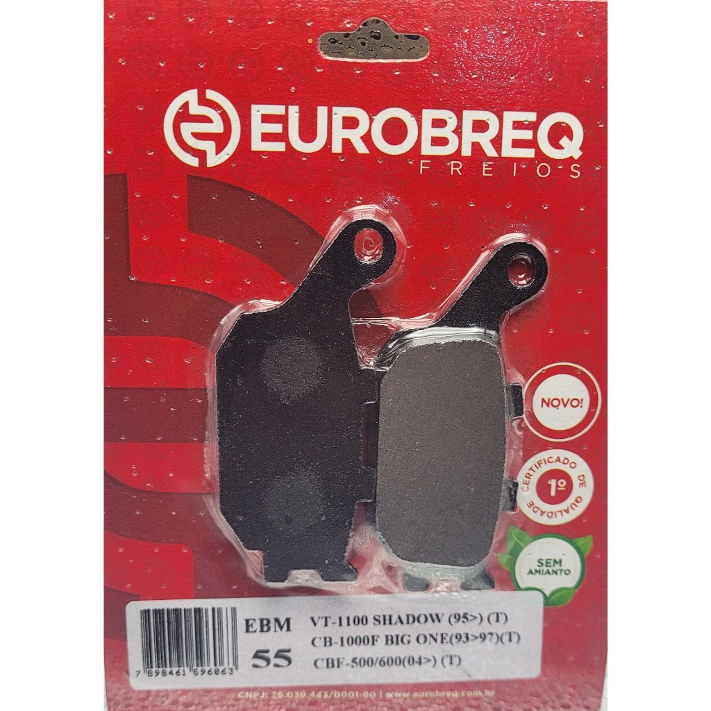 Pastilha de Freio Eurobreq EBM-55 – VT 1100 Shadow / CB 1000 F Big One / CBF 500 / CBF 600