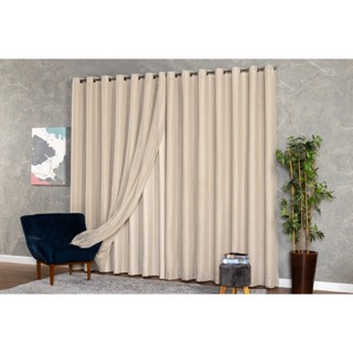 Cortina Voil Gaze De Linho Luxo C/ Forro Blackout Veda Luz 3,00x2,20/2,30/2,40/2,50/2,60/2,70/2,80 em Oferta na Shopee