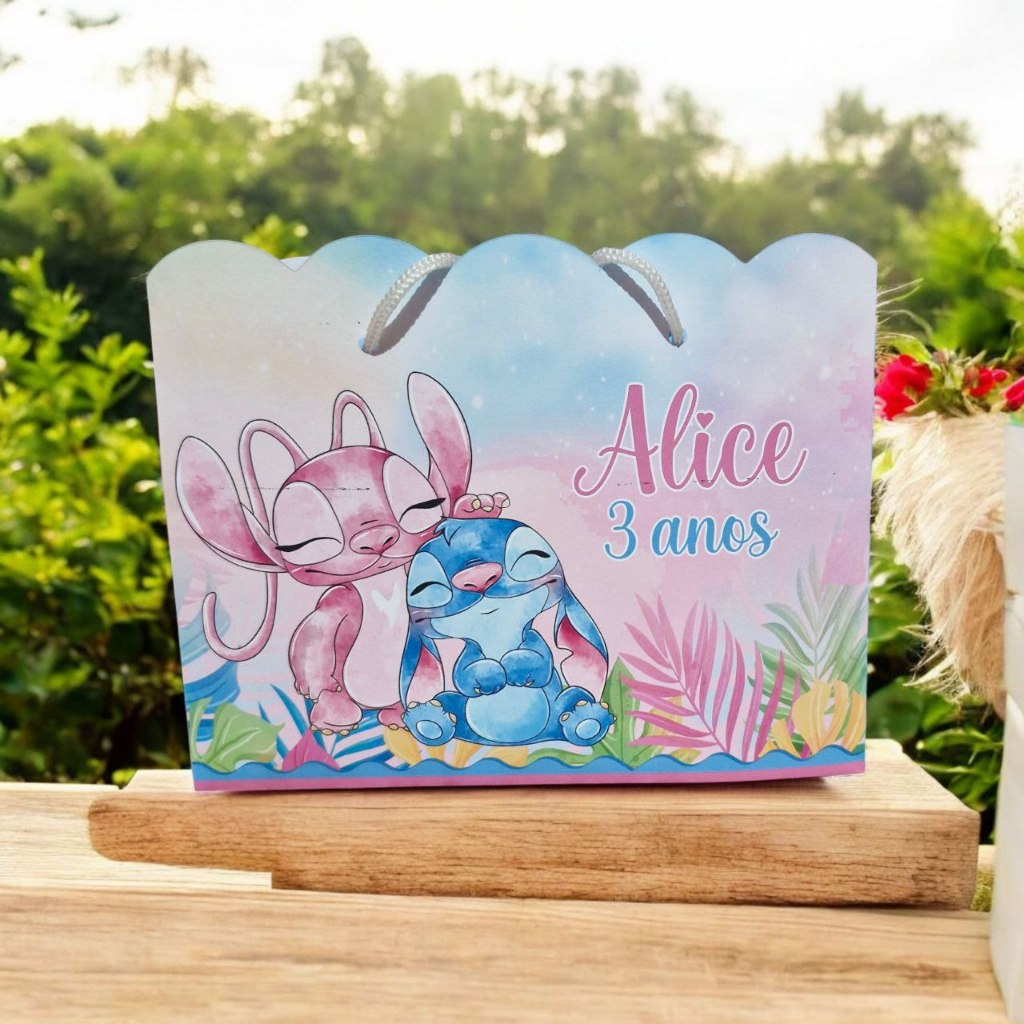 40 SACOLINHAS PERSONALIZADAS STITCH - PEGUE E MONTE Sacolinha | Lembrancinha | Mimos | Aniversário STITCH