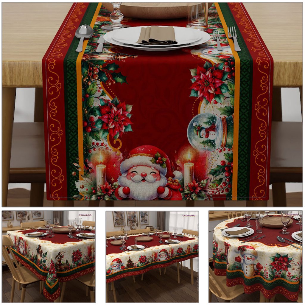 Toalha de Mesa Natal Papai Noel Oxford E Caminho Natalino – Formatos Diversos para Mesa Posta em Oferta na Shopee