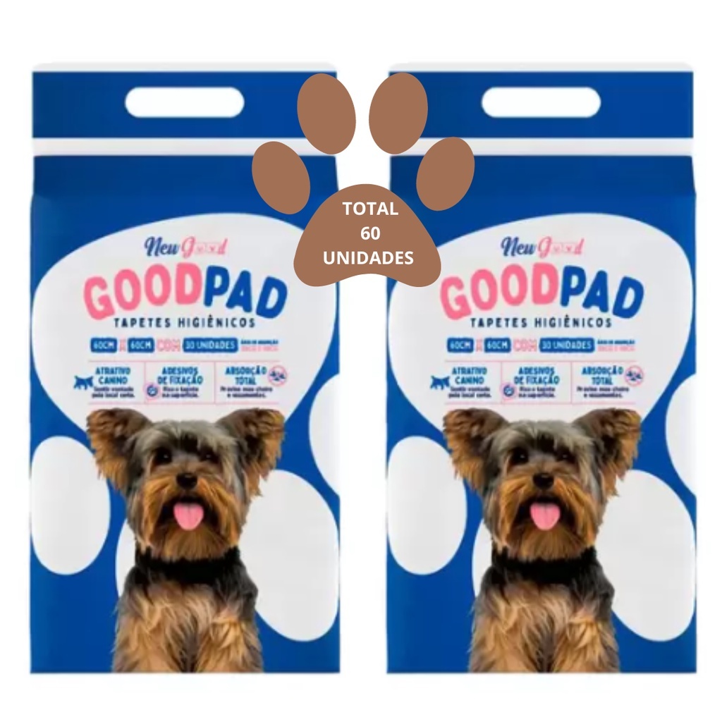 Kit 60 unidades 2 Pacotes Tapete Higiênico 60x60 Good Pad Cães Com 30 Cada Pacote cm Com Petlike em Oferta na Shopee