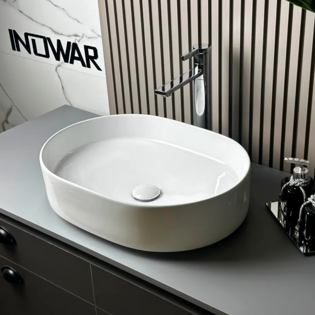 Cuba 50x37 Porcelana Louça Para Banheiro Lavabo Atrium Branca com Válvula Click – Banheiro Lavabo
