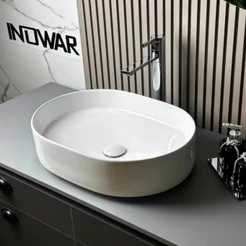 Cuba 50x37 Porcelana Louça Para Banheiro Lavabo Atrium Branca com Válvula Click – Banheiro Lavabo