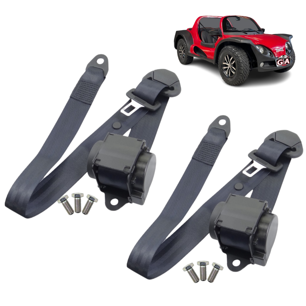 Kit 2 Cinto De Segurança Retrátil Três Ponta Pontos Bugue Buggy