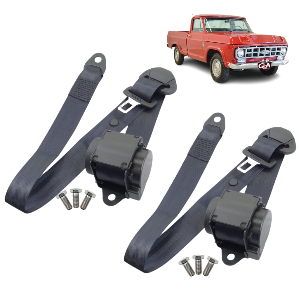 Kit 2 Cinto De Segurança Retrátil Três Ponta Pontos Chevrolet C10