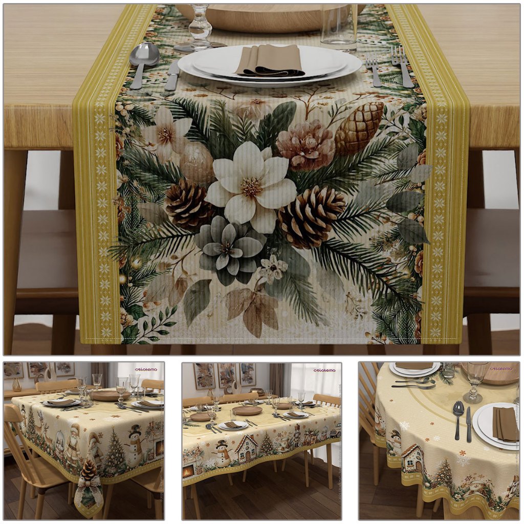 Toalha de Mesa Natal Dourado E Caminho de Mesa Natalino Oxford – Vários Modelos para Mesa Posta em Oferta na Shopee