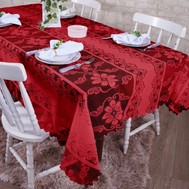 Toalha de mesa renda RETANGULAR 2x1,40 cm 6 cadeiras cozinha decoração - Elegante e Luxuosa