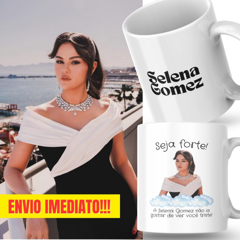 Caneca Xicara Porcelana 325ml Seja Forte Selena Fã Fãs Gomez Personalizada Presente Decoração Casa