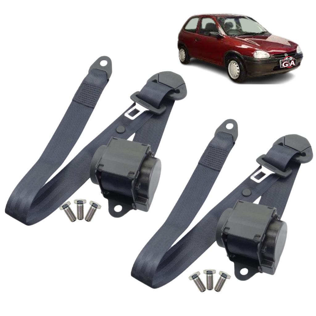Kit 2 Cinto De Segurança Retrátil Três Ponta Pontos Chevrolet Corsa