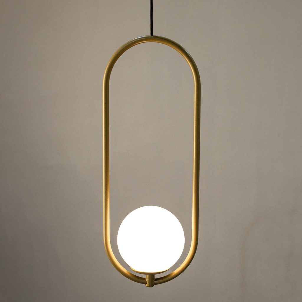 Luminária Pendente Teto Arco Globo Vidro Sala Cama