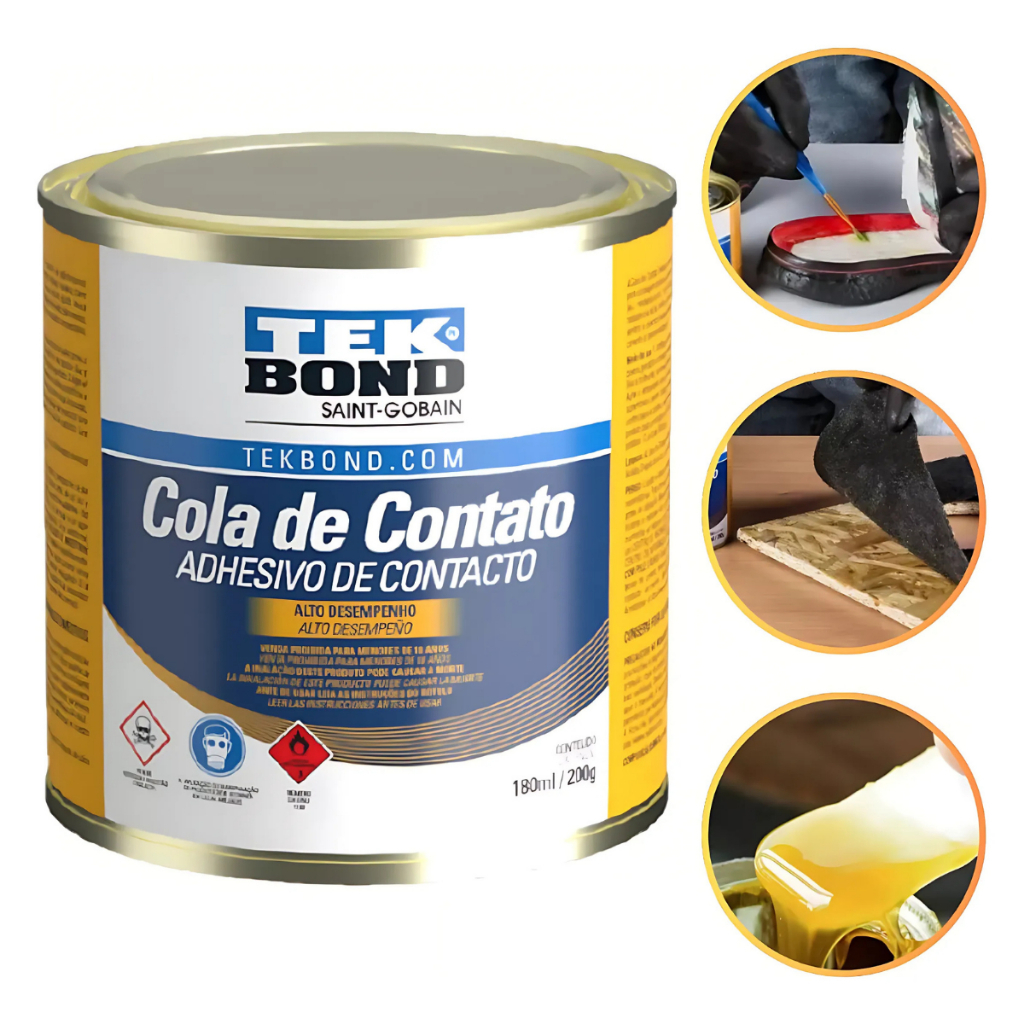 Cola de Contato Tekbond 200g Ideal para Couro, Borracha, EVA, Courvim, Fitas Borda e MDF em Oferta na Shopee