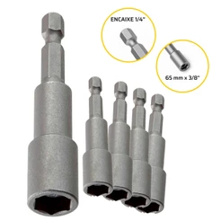 Adaptador Ponteira Bits Soquete Canhão 3/8 05 Peças Para Parafusadeira