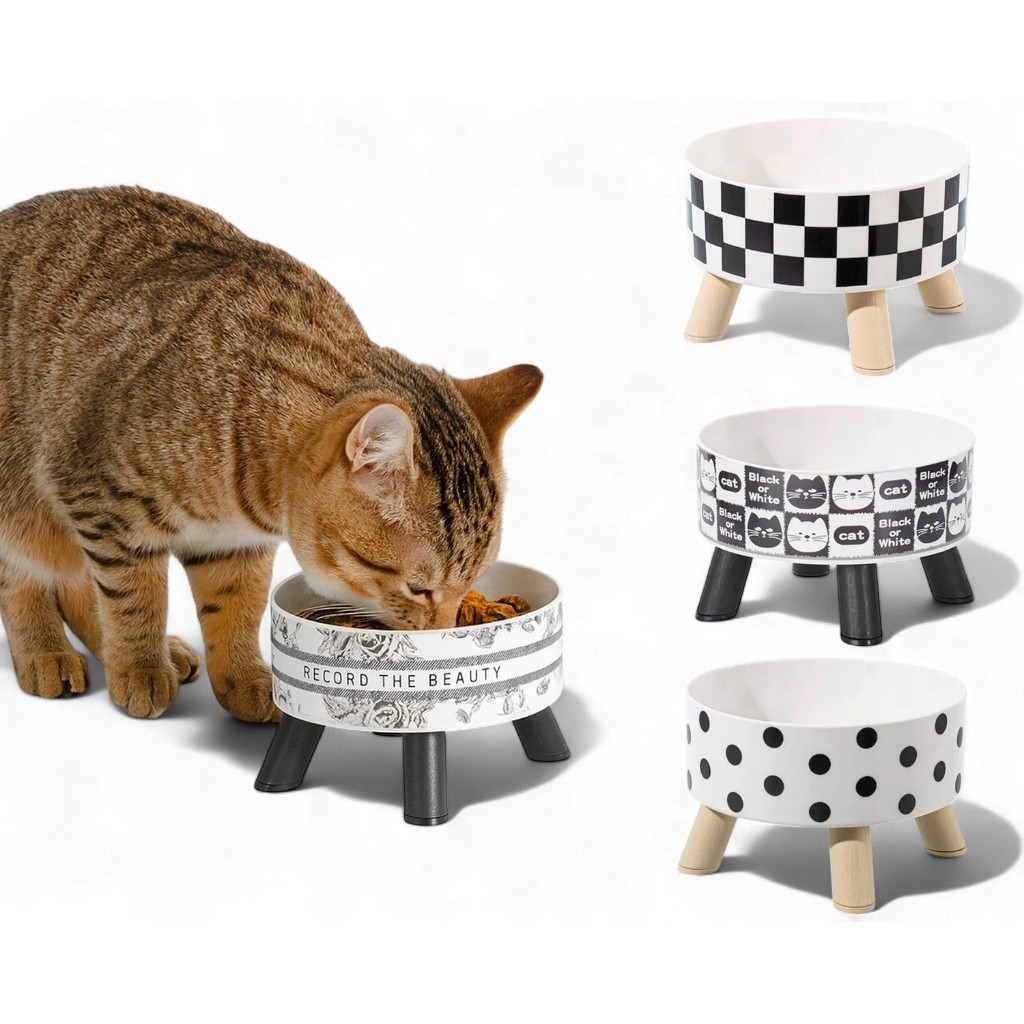 Comedouro Pote Tigela Bebedouro Xadrez Bolinha Cão Gato 350ml