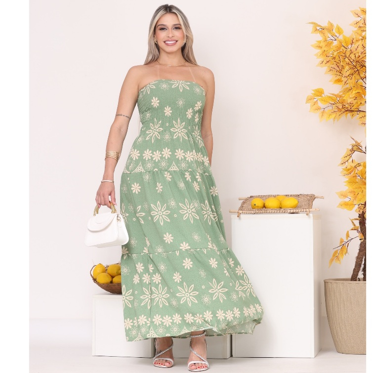 Vestido TOMARA QUE CAIA Estampado Floral Tropical Feminino Moda Verão Longo em Oferta na Shopee
