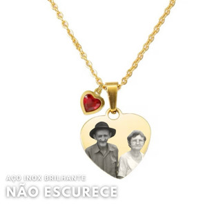 Colar Foto Gravação Coração Colar Foto Aço inoxidável Colar dourado recordação Colar Casal Colar de luto Colar com foto