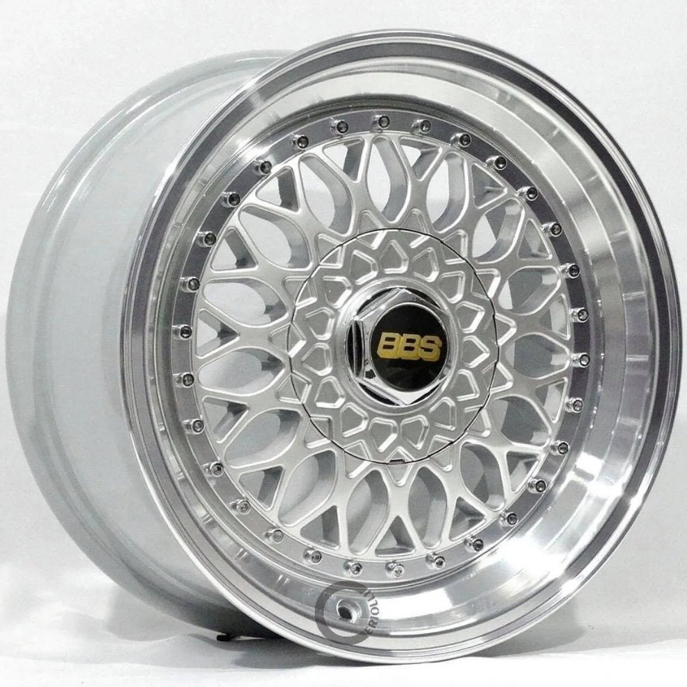 Kit 4 Rodas Bbs Rs Aro 17 Tala 7 4x100/4x108 Borda Gts Prata Diamantada Bicos de Brinde M17