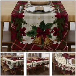 Toalha de Mesa Oxford de Natal Feliz Natal para 4/6/8 Cadeiras E Caminho de Mesa – Modelos para Mesa Posta