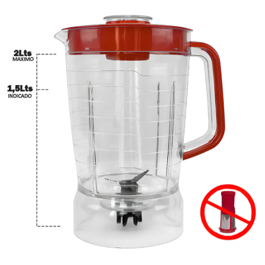 Copo Liquidificador Compatível Com Mondial Turbo L-850w L-900w Sangel Vermelho Micromax
