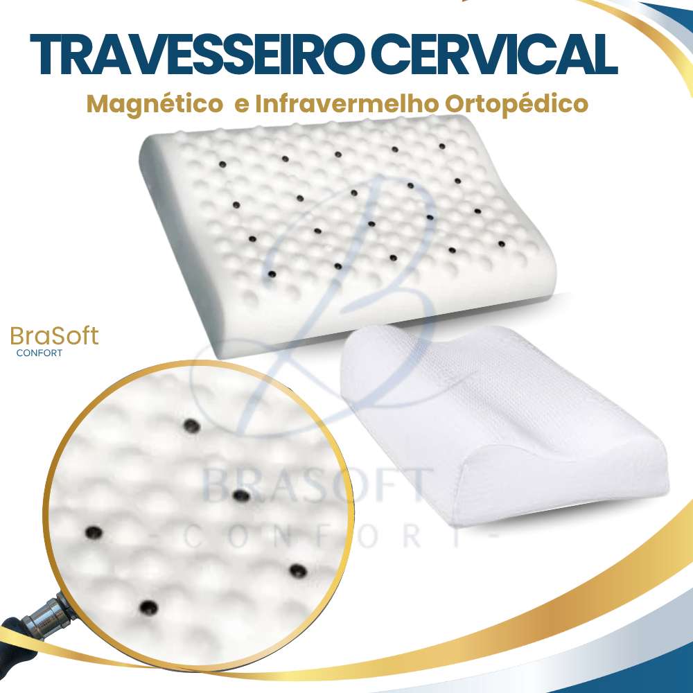 Kit 2 Travesseiros BraSoft Sublime Cervical Magnético Ortopédico