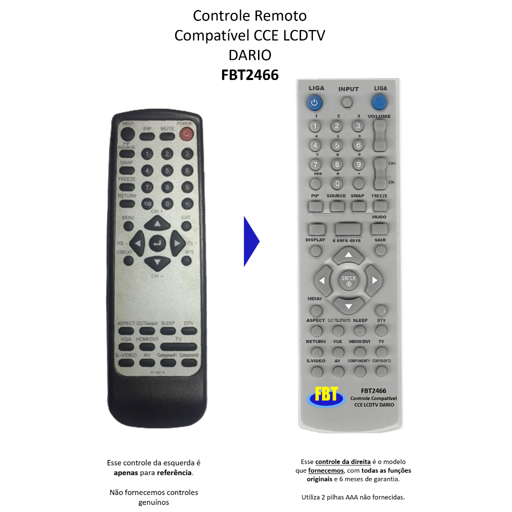 Controle Remoto Compatível CCE LCDTV DARIO FBT2466