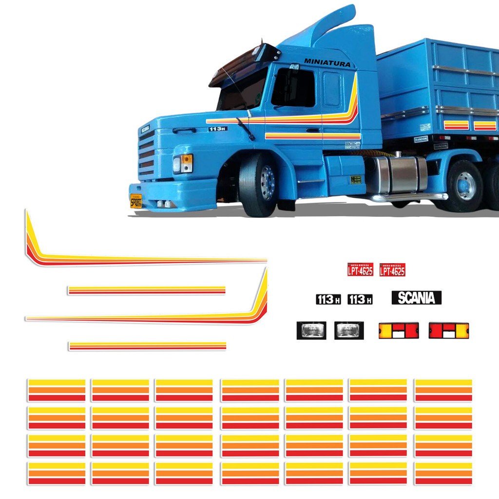 Kit Faixas Miniatura 1/32 Adesivo Scania 113 Sem Resina Genérico