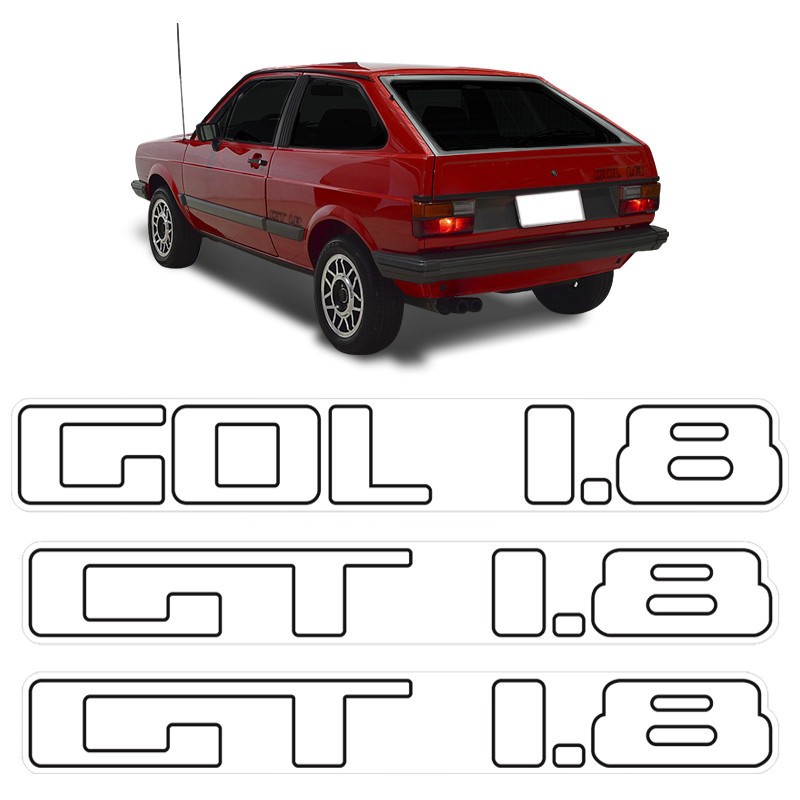 Adesivo Lateral e Traseiro Gol Gt 1.8 1984/1986 Volkswagen Genérico