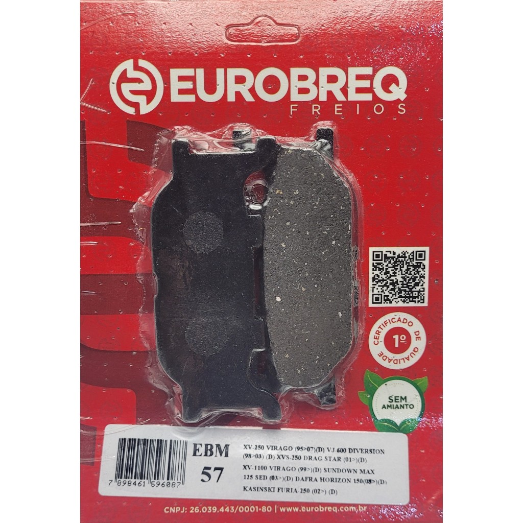 Pastilha de Freio Eurobreq EBM-57 – XV 250 Virago / XVS 250 Drag Star / XJ 600 Diversion / XV 1100