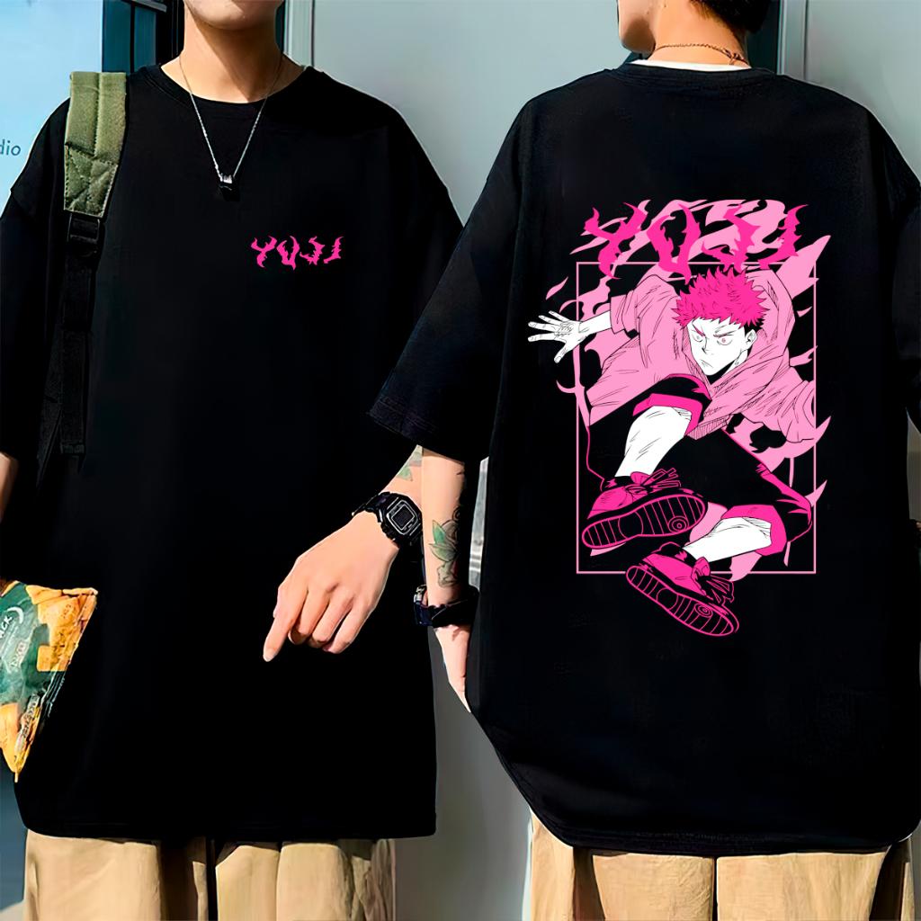 Camiseta Oversized Anime Yuji Itadori Estilo De Rua Urbano Estampado Lançamento 100% Algodão Unissex