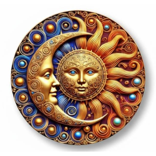 Placa/Quadros Decorativos Redondo 20x20, sol e lua, encontros , lindo em Oferta na Shopee