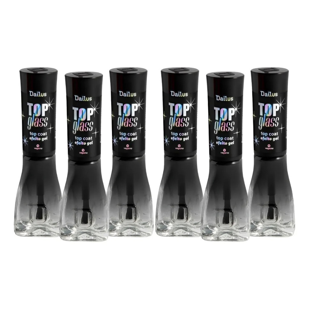 Dailus Kit 6 Top Glass - Esmalte Top Coat Efeito Gel 8ml Sem Cor em Oferta na Shopee
