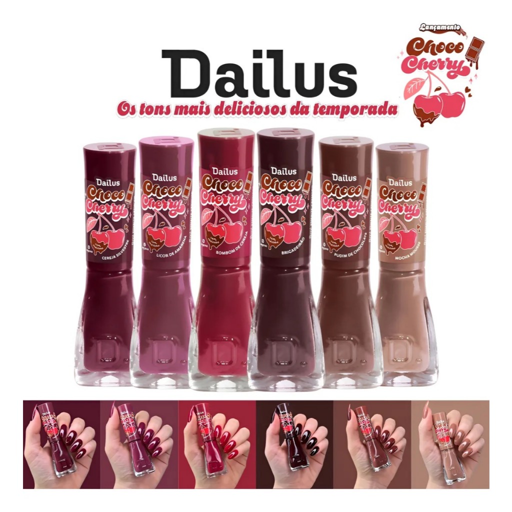 Dailus Choco Cherry Kit 6 Esmaltes Lançamento Outono Inverno Nova Coleção em Oferta na Shopee