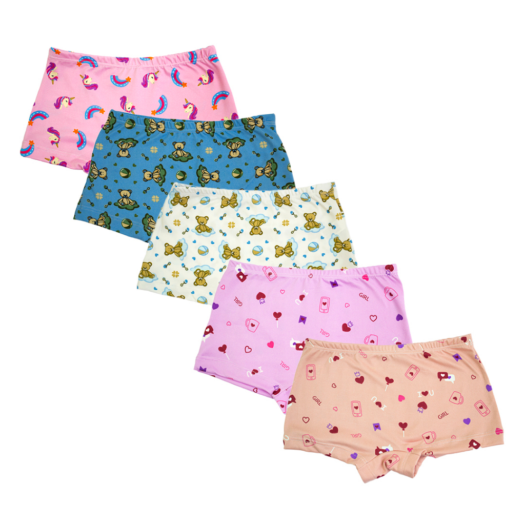 Kit 5 Cuecas Femininas Suede Shortinho Estampado Infantil Elegante Confortável