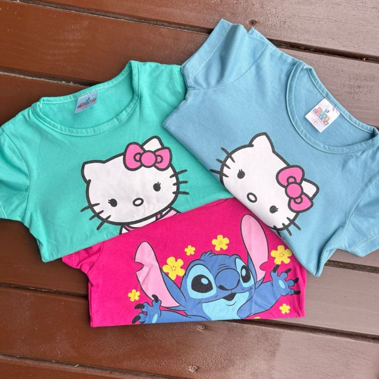 Kit Camiseta Baby Look Infantil Menina Tamanho 2 ao 12 Anos Sortido - Roupa Infantil Menina - Camiseta Infantil em Oferta na Shopee