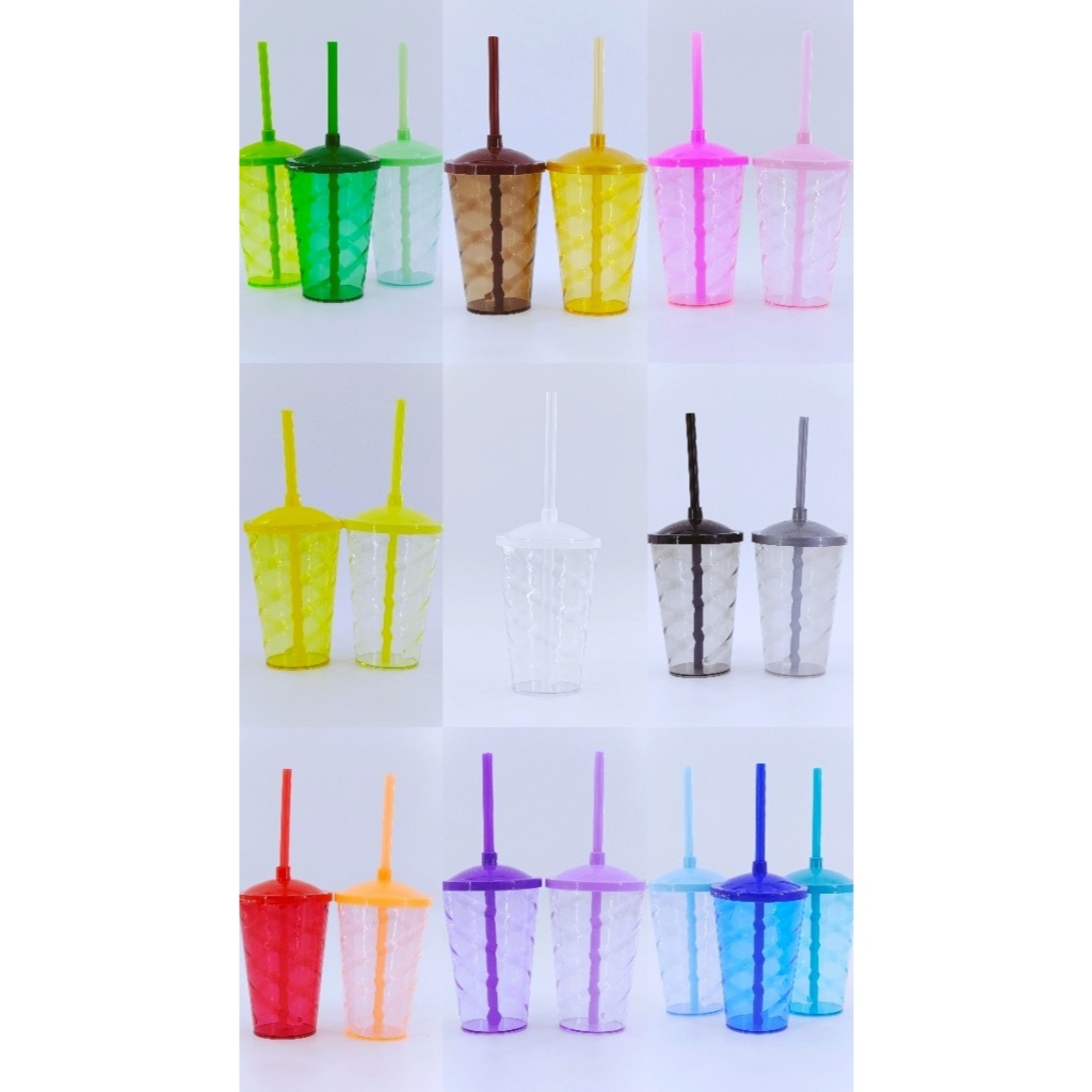 70 copos Twister 400ml Translúcido com tampa e canudo Art Milly em Oferta na Shopee