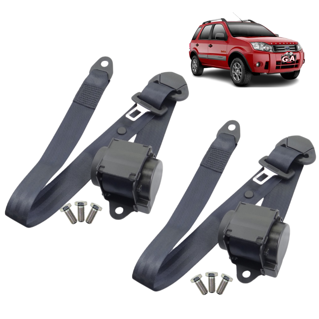 Kit 2 Cinto De Segurança Retrátil Três Ponta Pontos Ford Ecosport