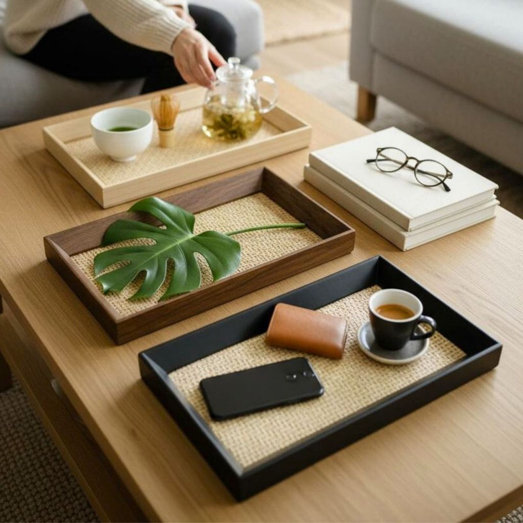 Bandeja Decorativa Organizadora Vidro Palha Moderna retangular enfeite decoração quarto sala em Oferta na Shopee